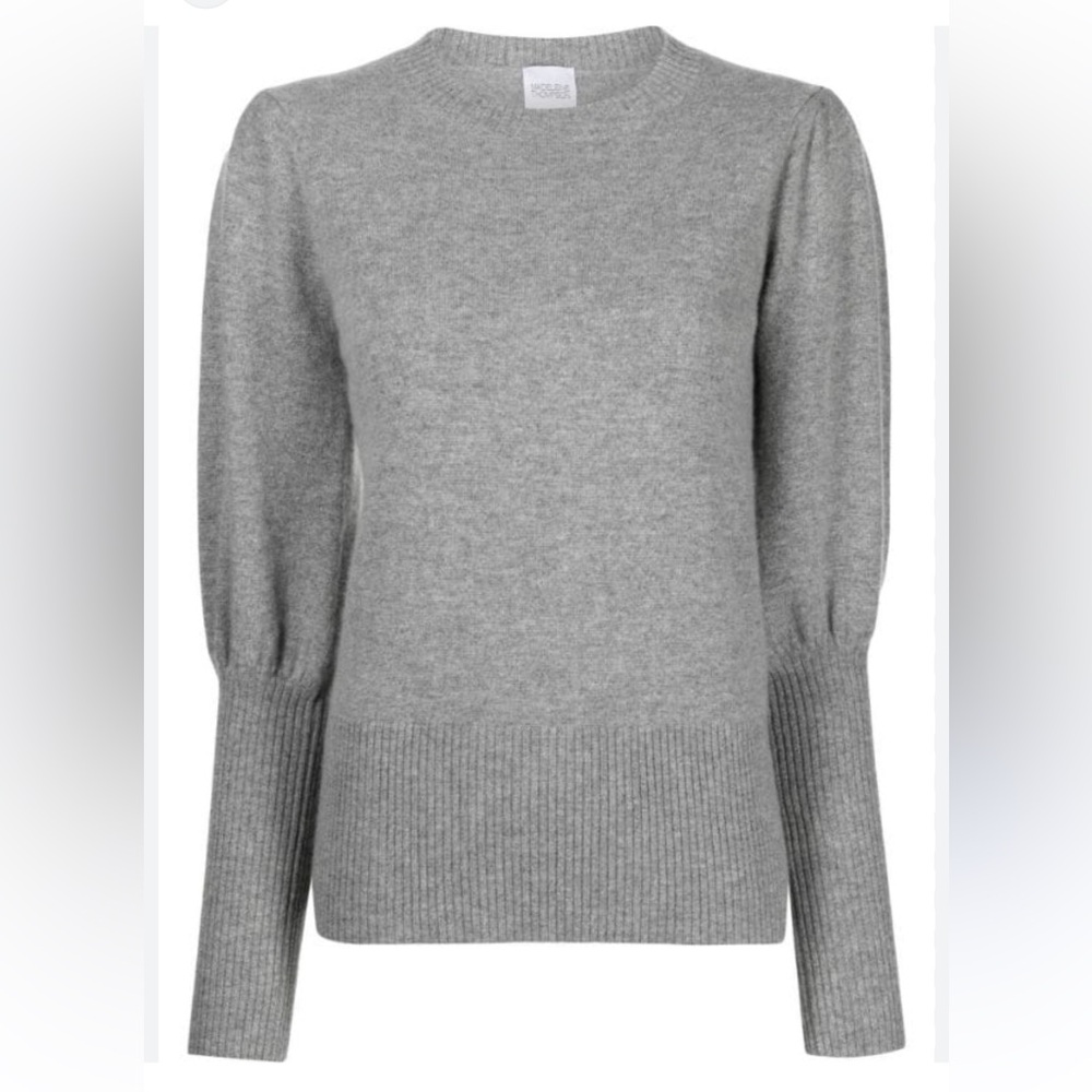 Madeleine Thompson Women's Puff Sleeves Crew Neck Cashmere Sweater Size S Gray